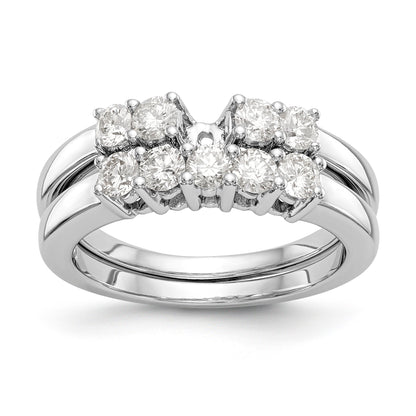 14K White Gold 5 Stone Diamond Peg Set Engagement Ring