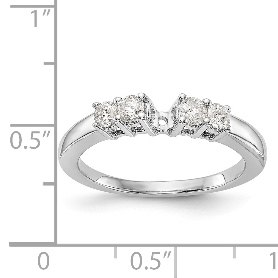 14K White Gold 5 Stone Diamond Peg Set Engagement Ring