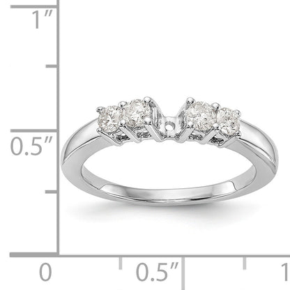 14K White Gold 5 Stone Diamond Peg Set Engagement Ring