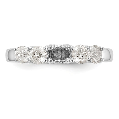 14K White Gold 5 Stone Diamond Engagement Ring