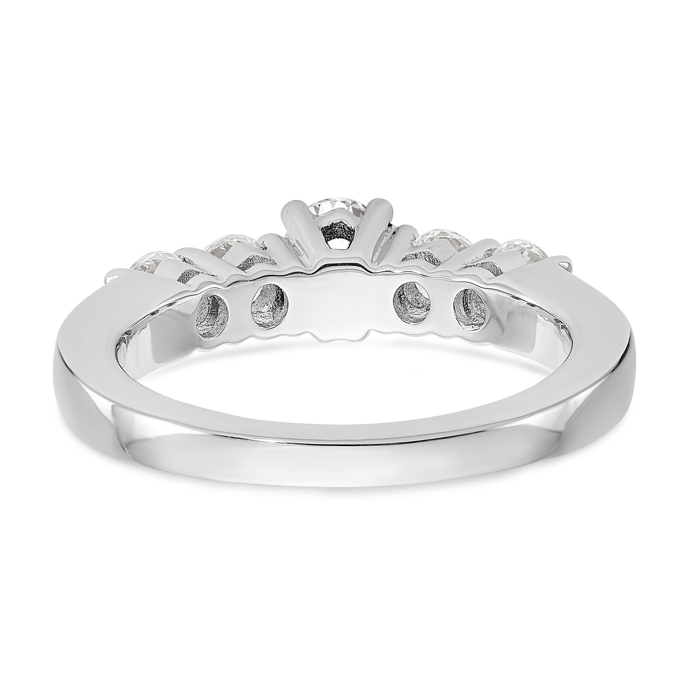 14K White Gold 5 Stone Diamond Engagement Ring