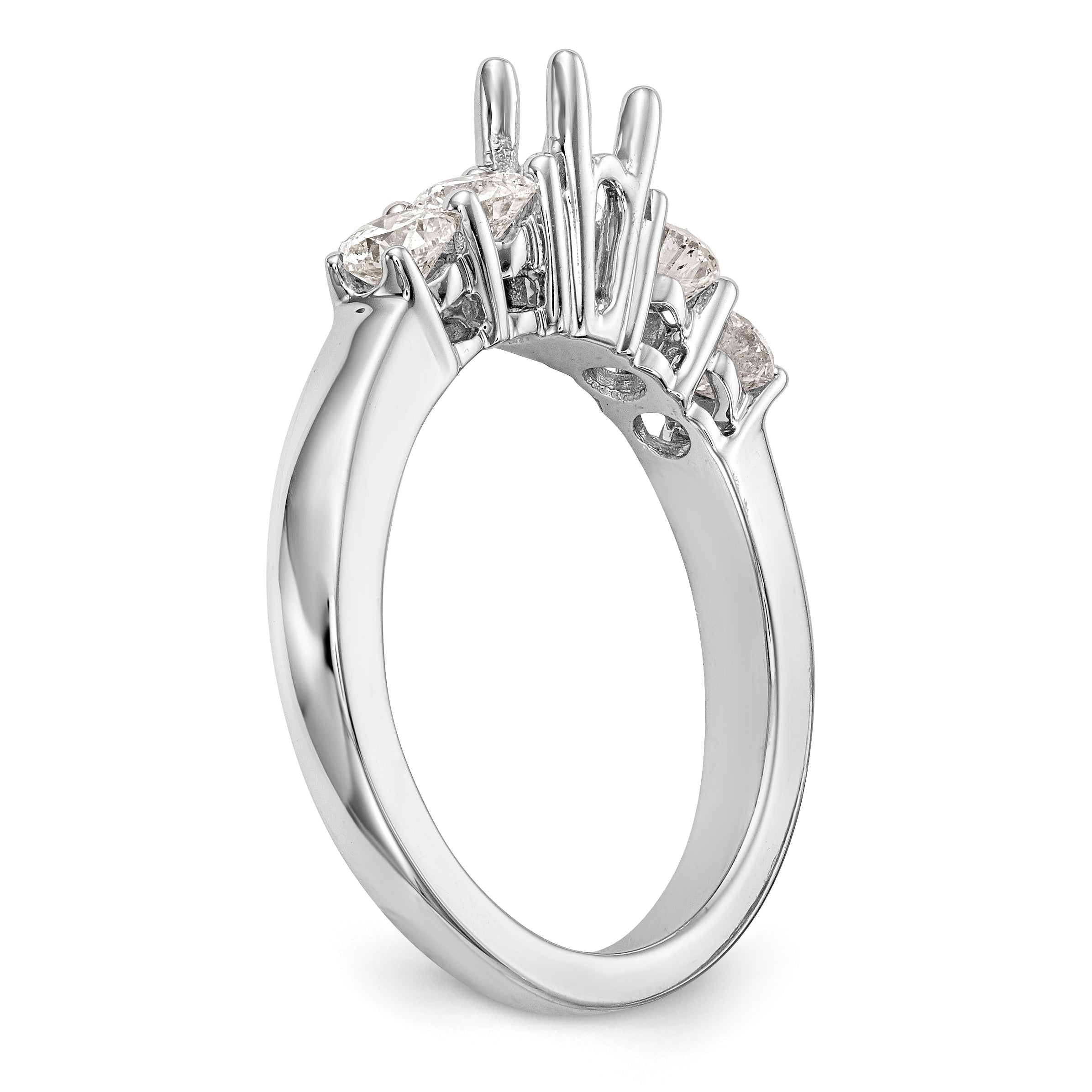 14K White Gold 5 Stone Diamond Engagement Ring