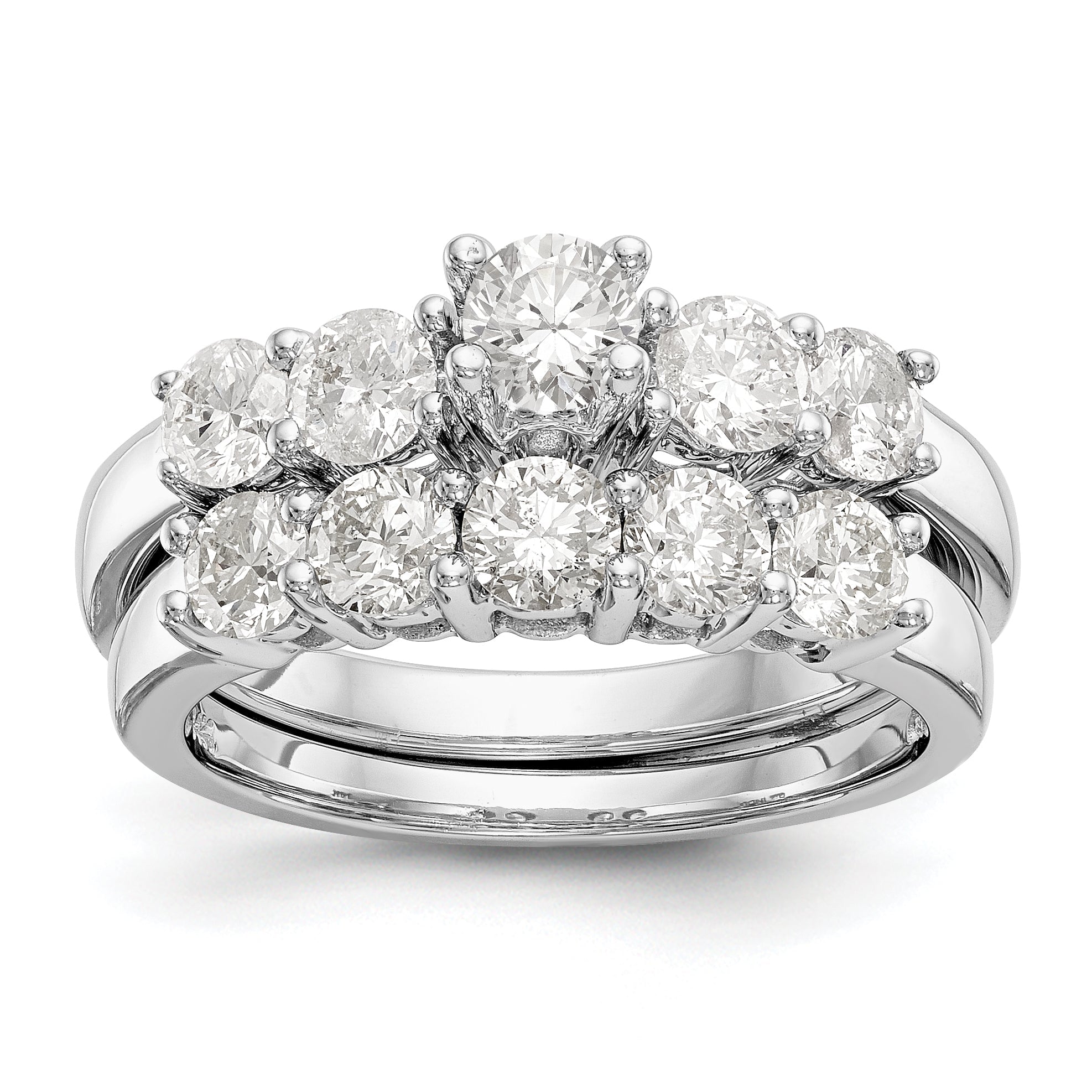 14K White Gold 5 Stone Diamond Engagement Ring
