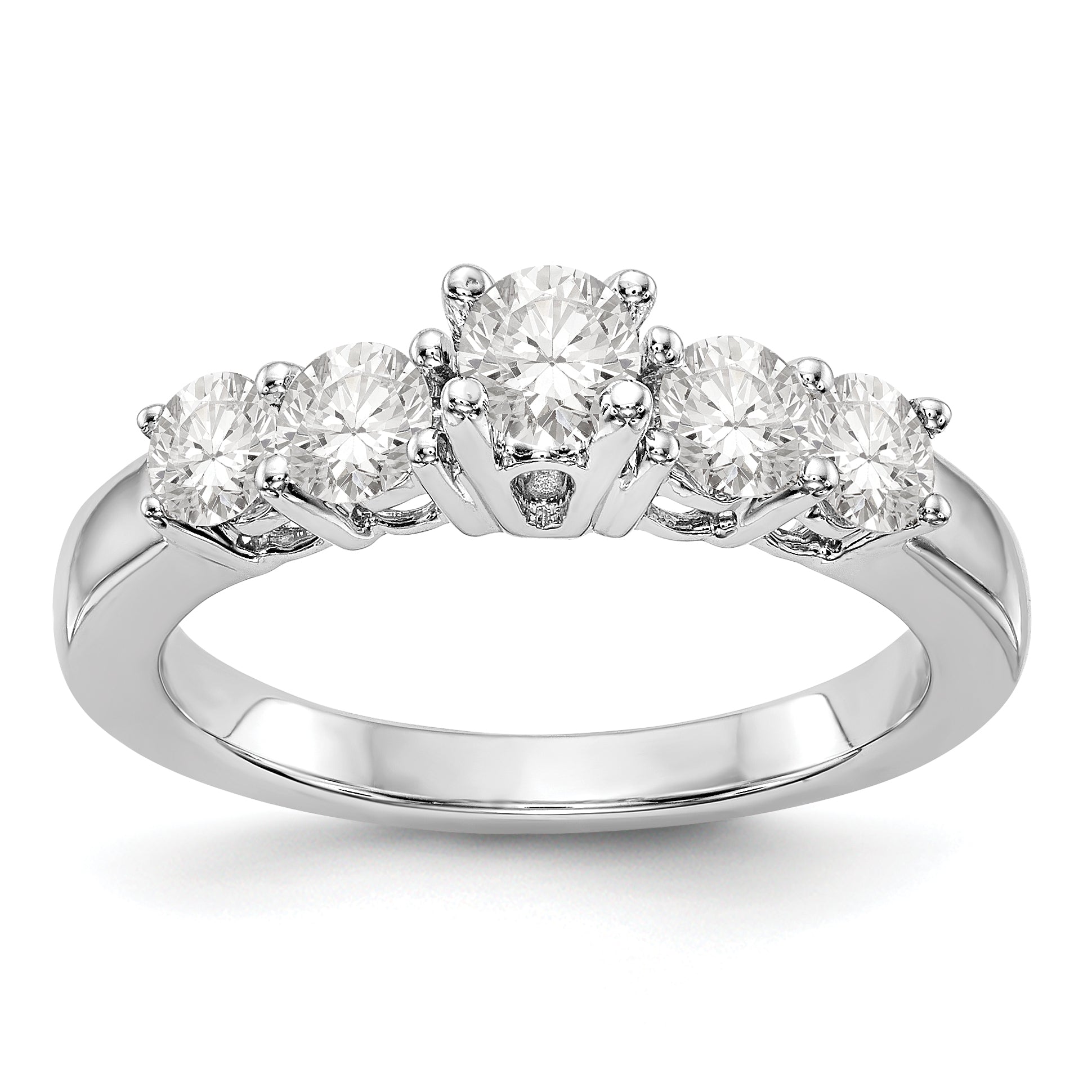 14K White Gold 5 Stone Diamond Engagement Ring