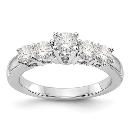 14K White Gold 5 Stone Diamond Engagement Ring