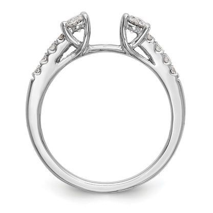 14K White Gold 3 Stone Diamond Peg Set CZ Engagement Ring