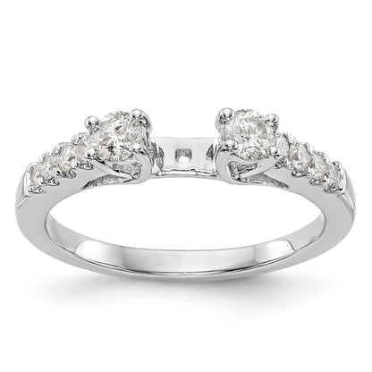 14K White Gold 3 Stone Diamond Peg Set CZ Engagement Ring