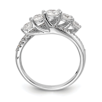 14K White Gold 5 Stone Simulated Diamond Engagement Ring