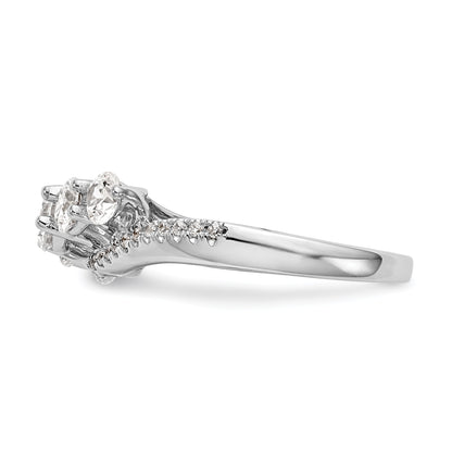 14K White Gold 5 Stone Simulated Diamond Engagement Ring