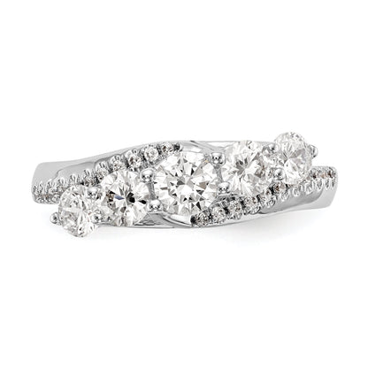 14K White Gold 5 Stone Simulated Diamond Engagement Ring