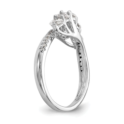 14K White Gold 5 Stone Simulated Diamond Engagement Ring