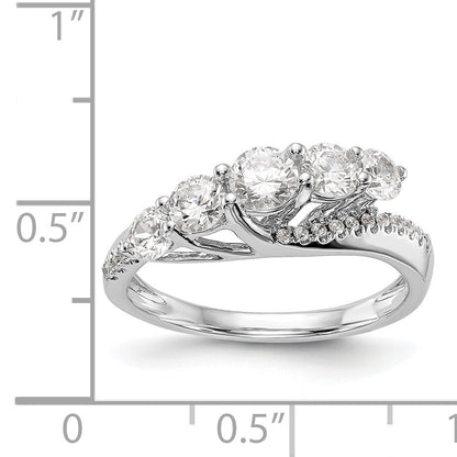 14K White Gold 5 Stone Simulated Diamond Engagement Ring