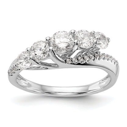 14K White Gold 5 Stone Simulated Diamond Engagement Ring