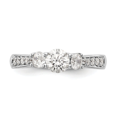 14K White Gold 3 Stone Simulated Diamond Engagement Ring