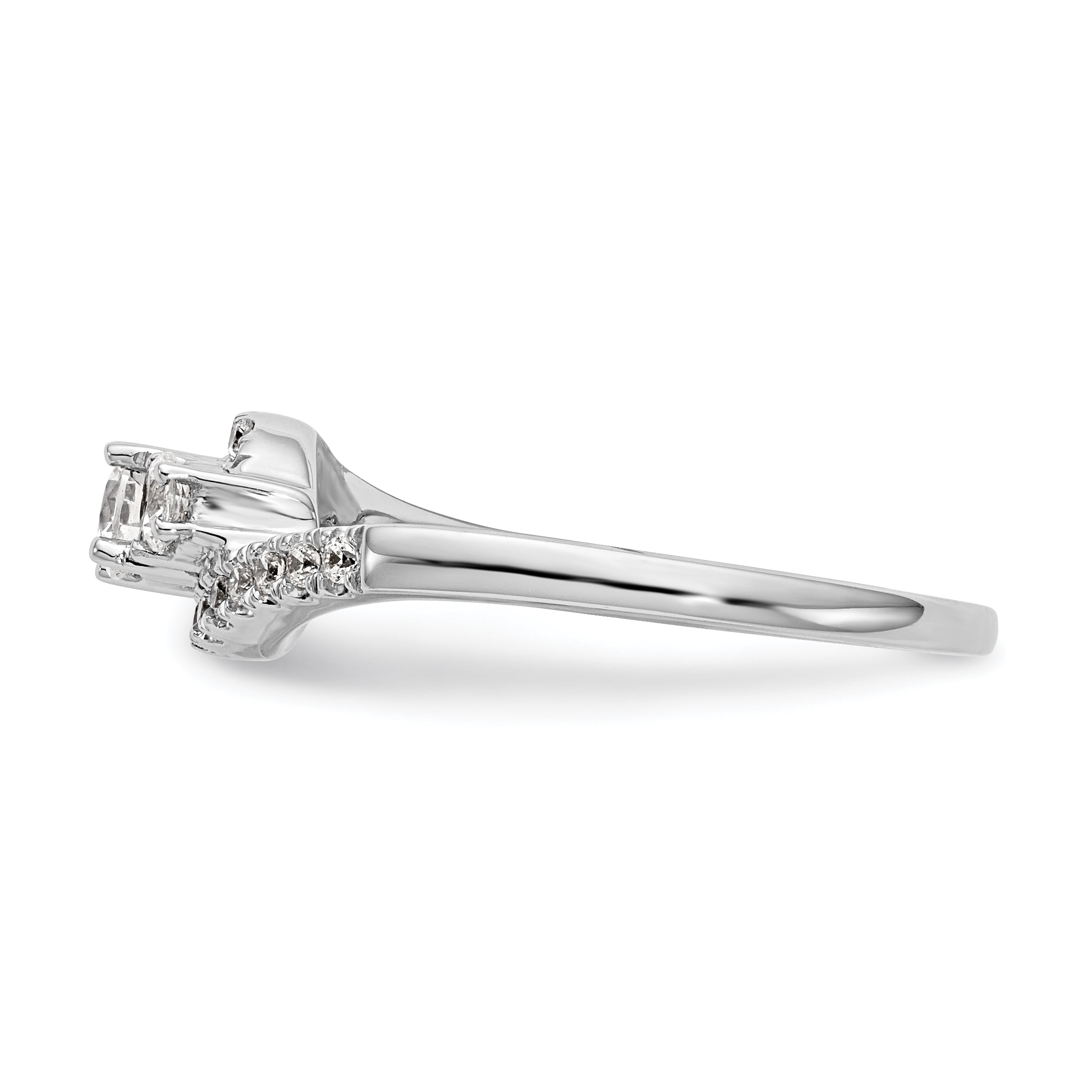 14K White Gold 3 Stone Simulated Diamond Engagement Ring