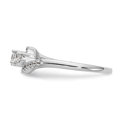 14K White Gold 3 Stone Simulated Diamond Engagement Ring