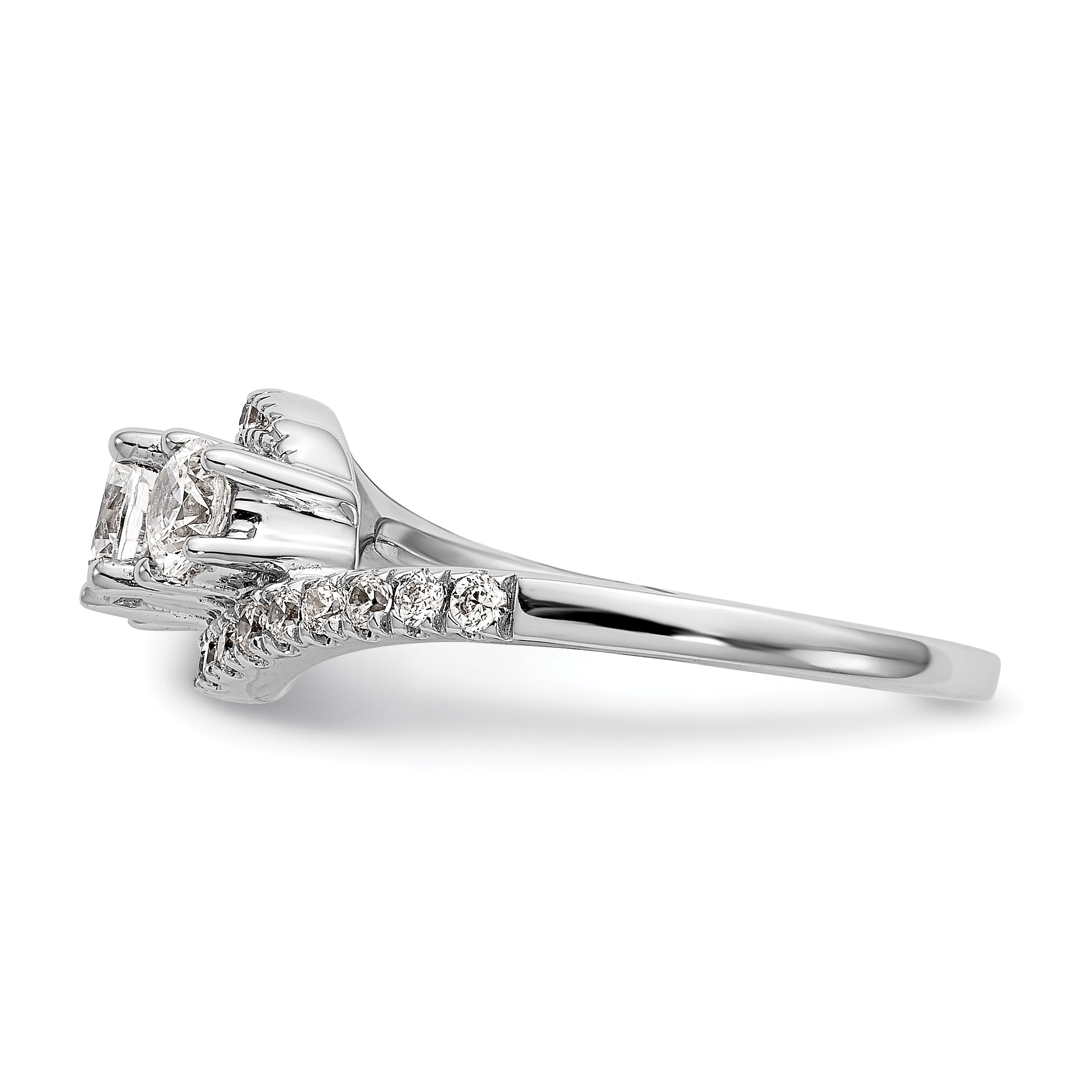 14K White Gold 3 Stone Simulated Diamond Engagement Ring