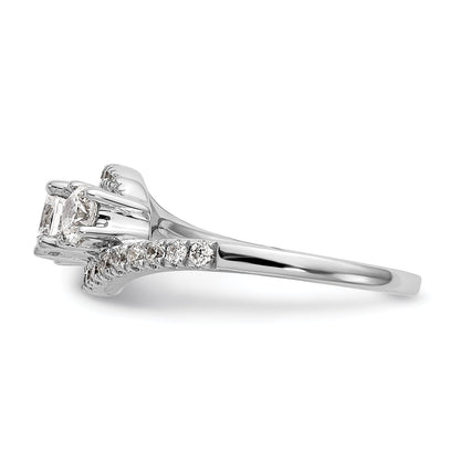 14K White Gold 3 Stone Simulated Diamond Engagement Ring