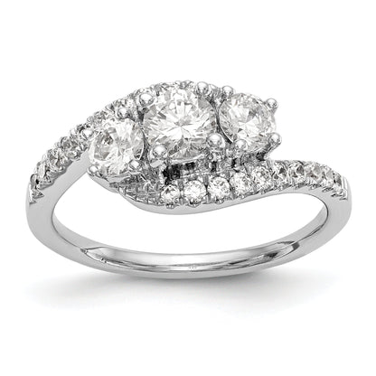 14K White Gold 3 Stone Simulated Diamond Engagement Ring