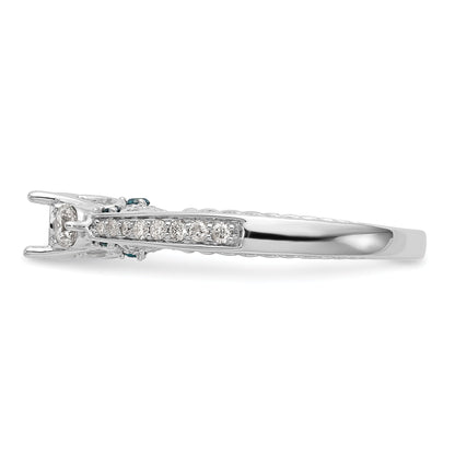 14K White Gold Blue and White Simulated Diamond Engagement Ring