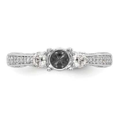 14K White Gold Blue and White Simulated Diamond Engagement Ring