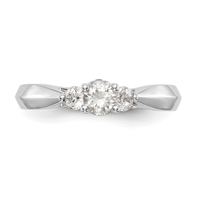 14K White Gold 3 Stone Simulated Diamond Engagement Ring