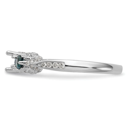 14k White Gold Blue and White Simulated Diamond Engagement Ring
