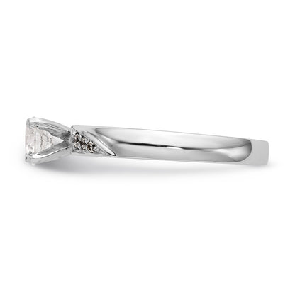 14K White Gold Round Simulated Diamond Trio Engagement Ring