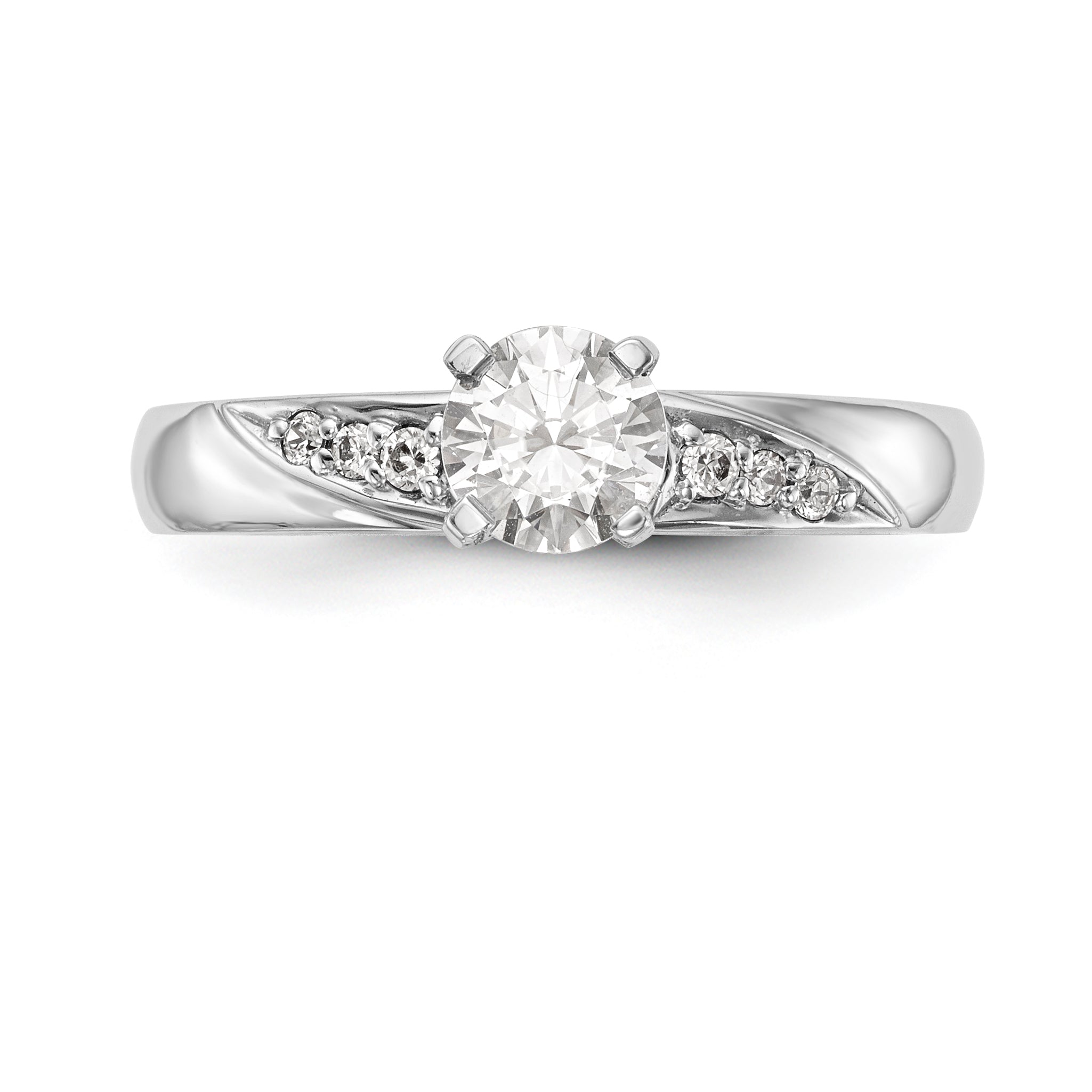 14K White Gold Round Simulated Diamond Trio Engagement Ring