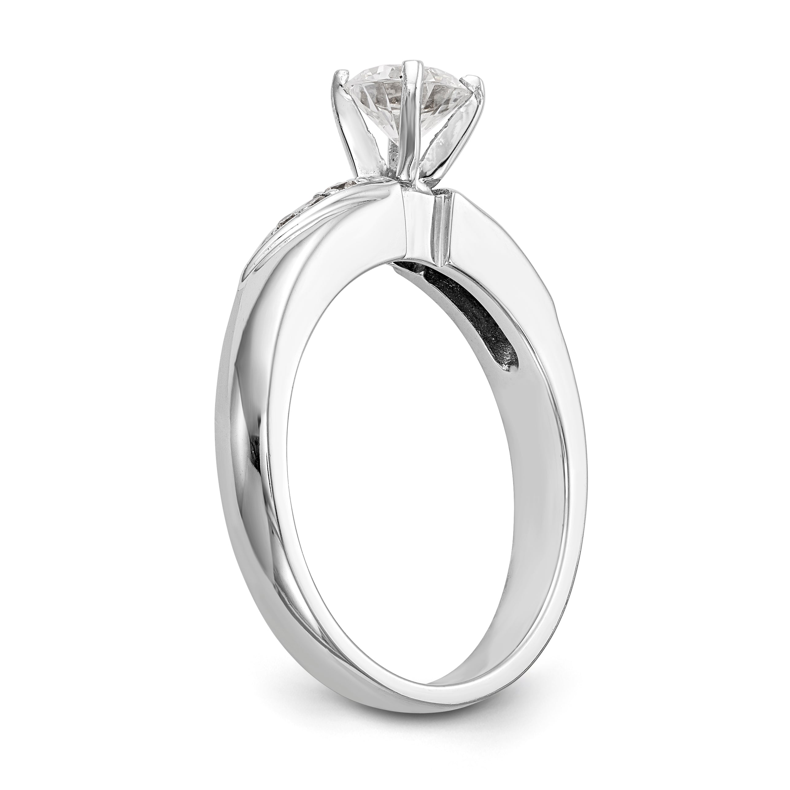 14K White Gold Round Simulated Diamond Trio Engagement Ring