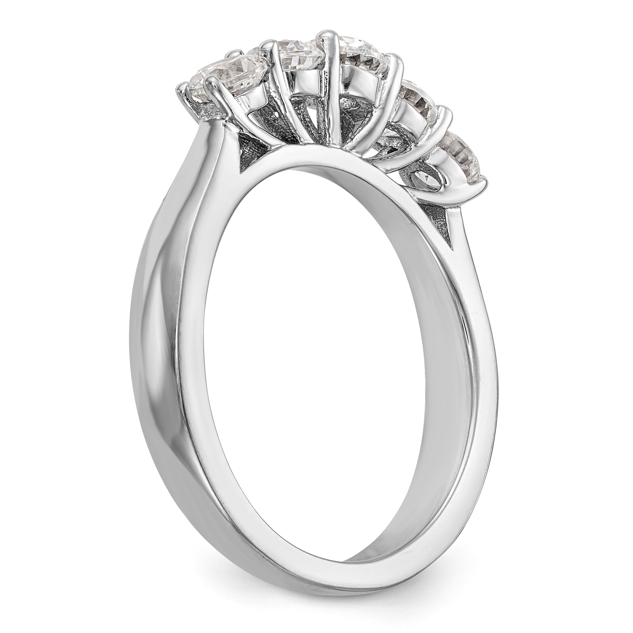 14K White Gold 5 Stone Simulated Diamond Band