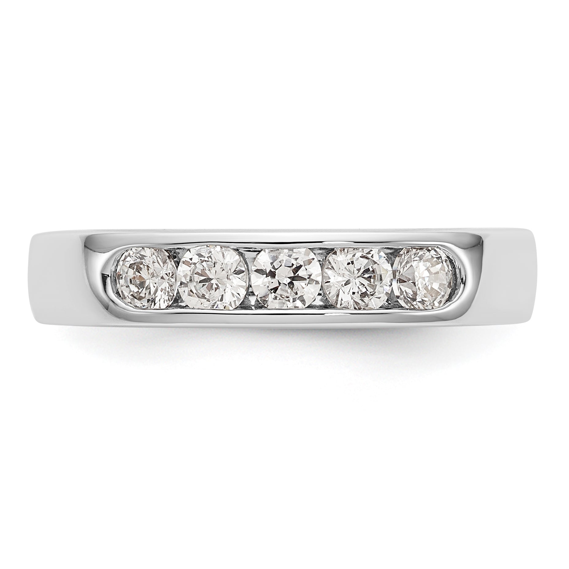 14K White Gold 5 Stone Diamond Channel Band