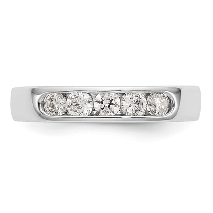 14K White Gold 5 Stone Diamond Channel Band