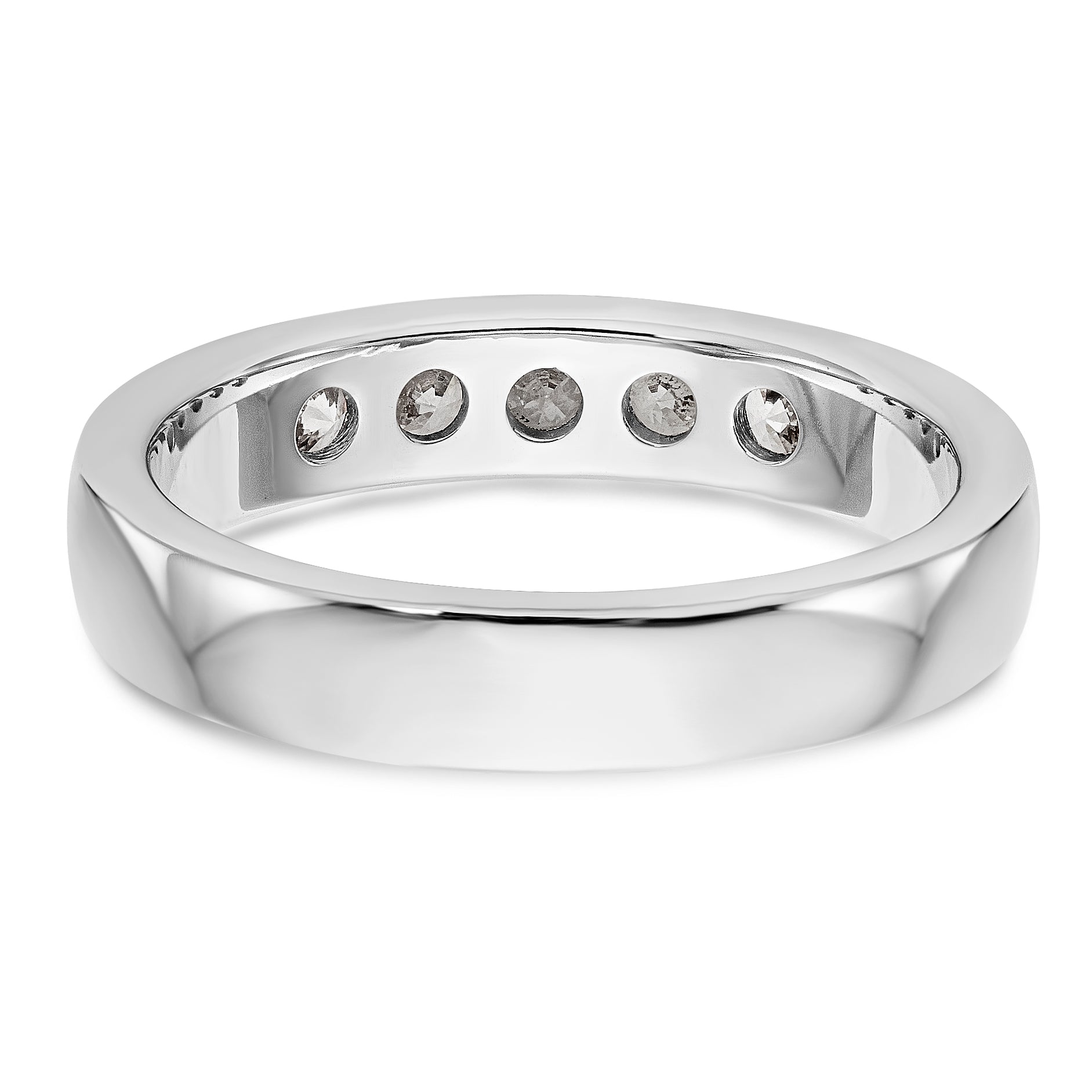 14K White Gold 5 Stone Diamond Channel Band