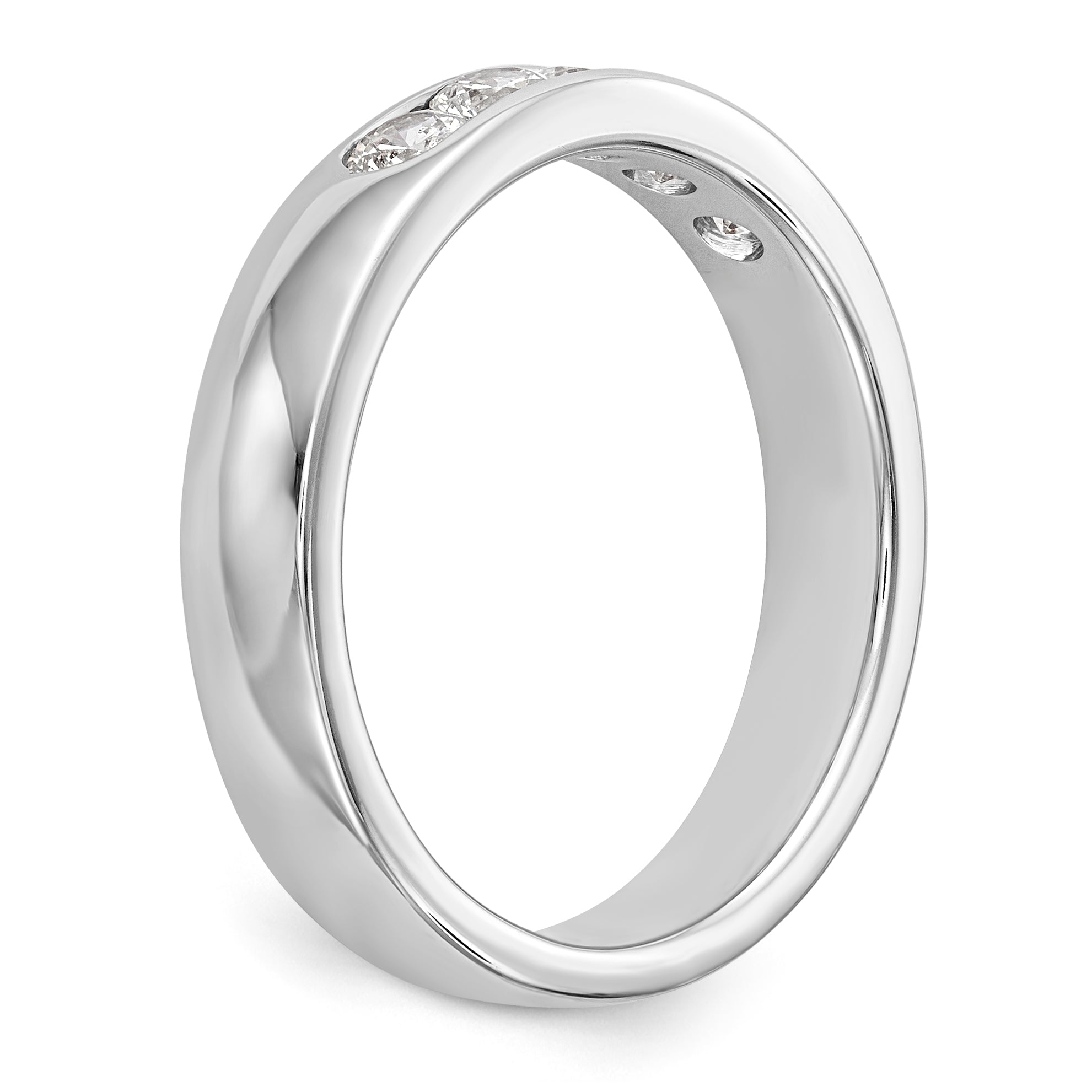 14K White Gold 5 Stone Diamond Channel Band