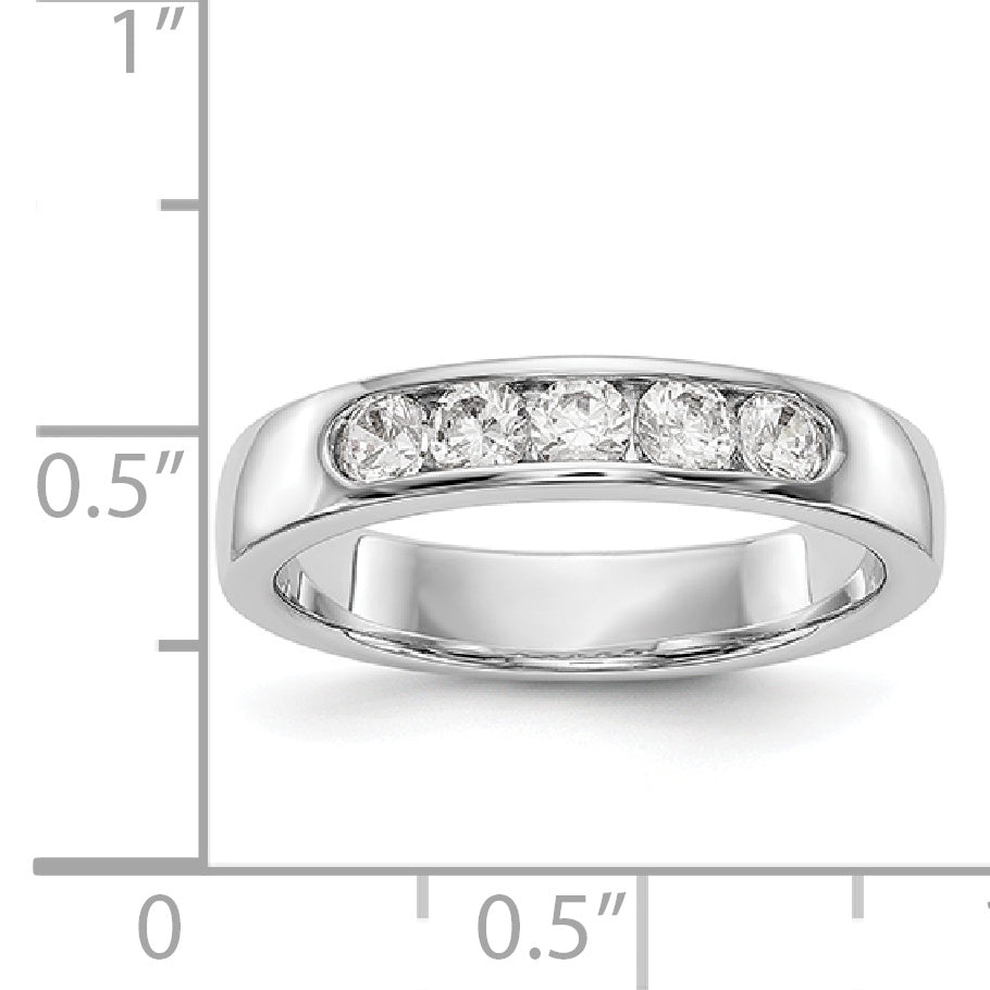 14K White Gold 5 Stone Diamond Channel Band