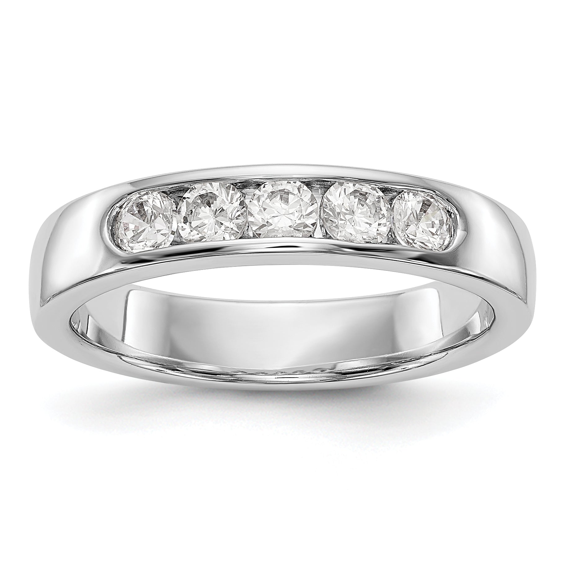 14K White Gold 5 Stone Diamond Channel Band