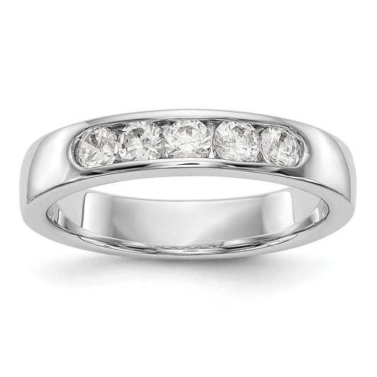 14K White Gold 5 Stone Diamond Channel Band