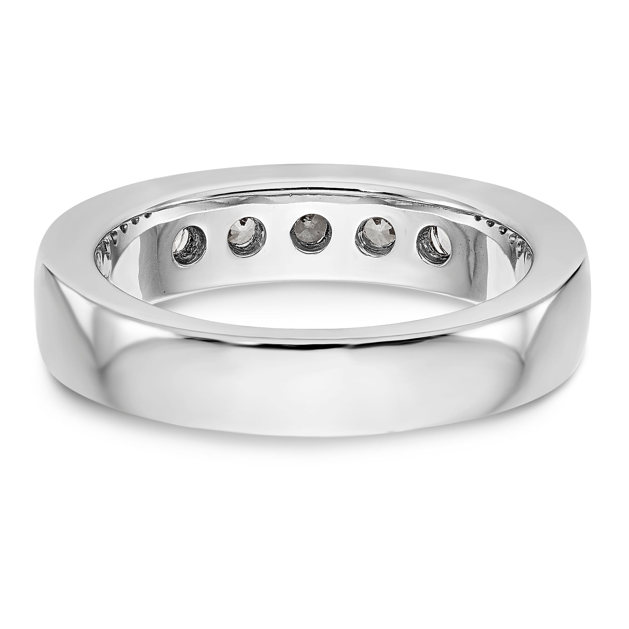 14K White Gold 5 Stone Diamond Channel Band