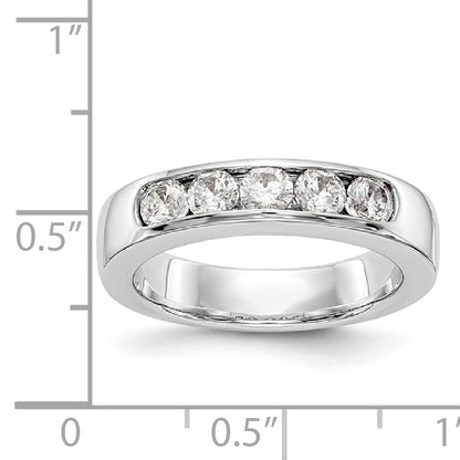 14K White Gold 5 Stone Diamond Channel Band