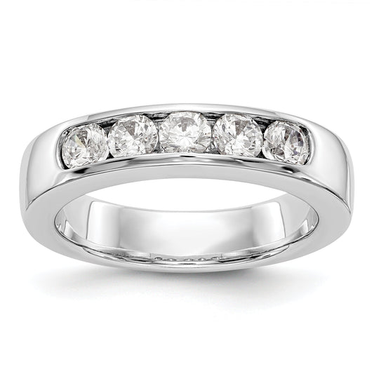 14K White Gold 5 Stone Diamond Channel Band