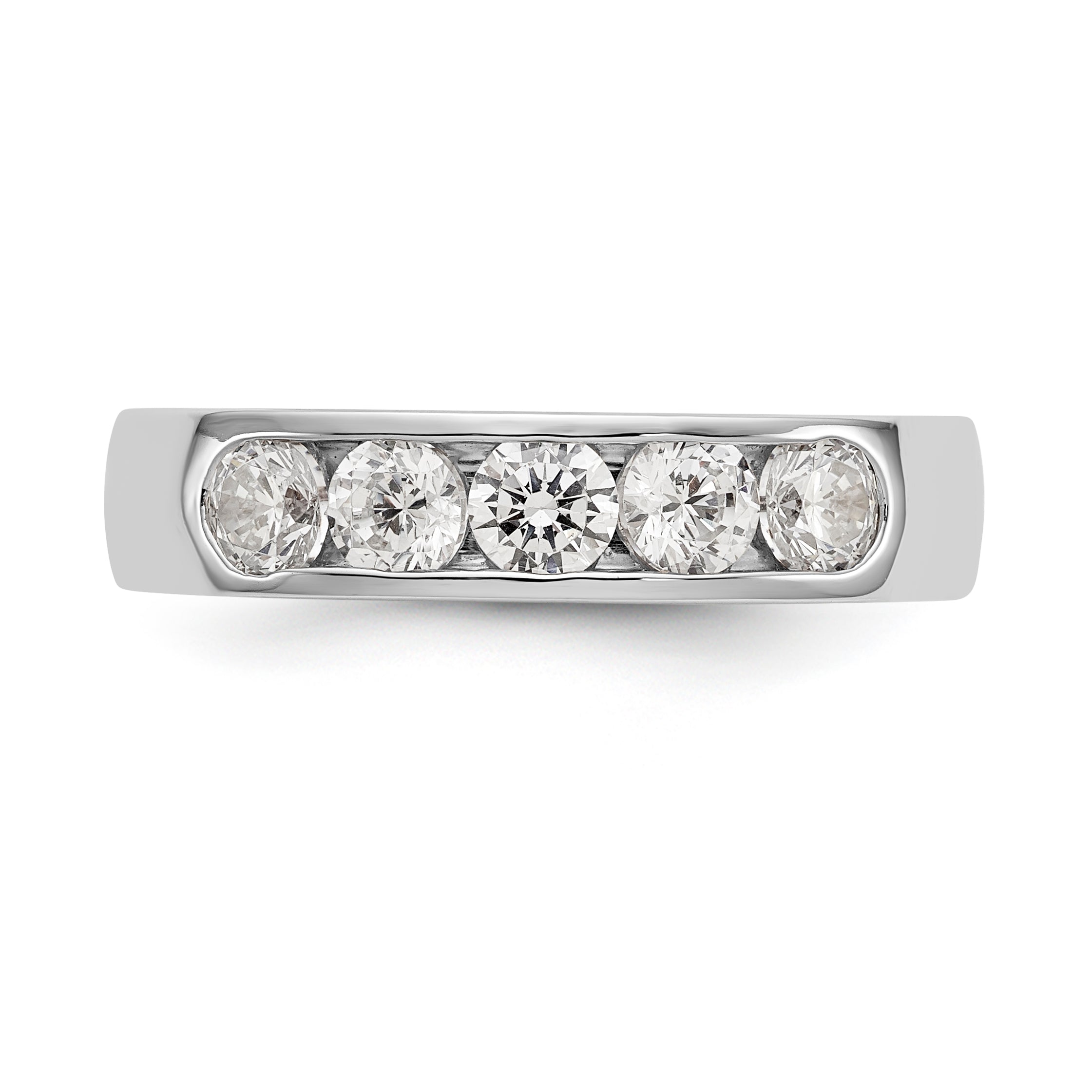 14K White Gold 5 Stone Diamond Channel Band