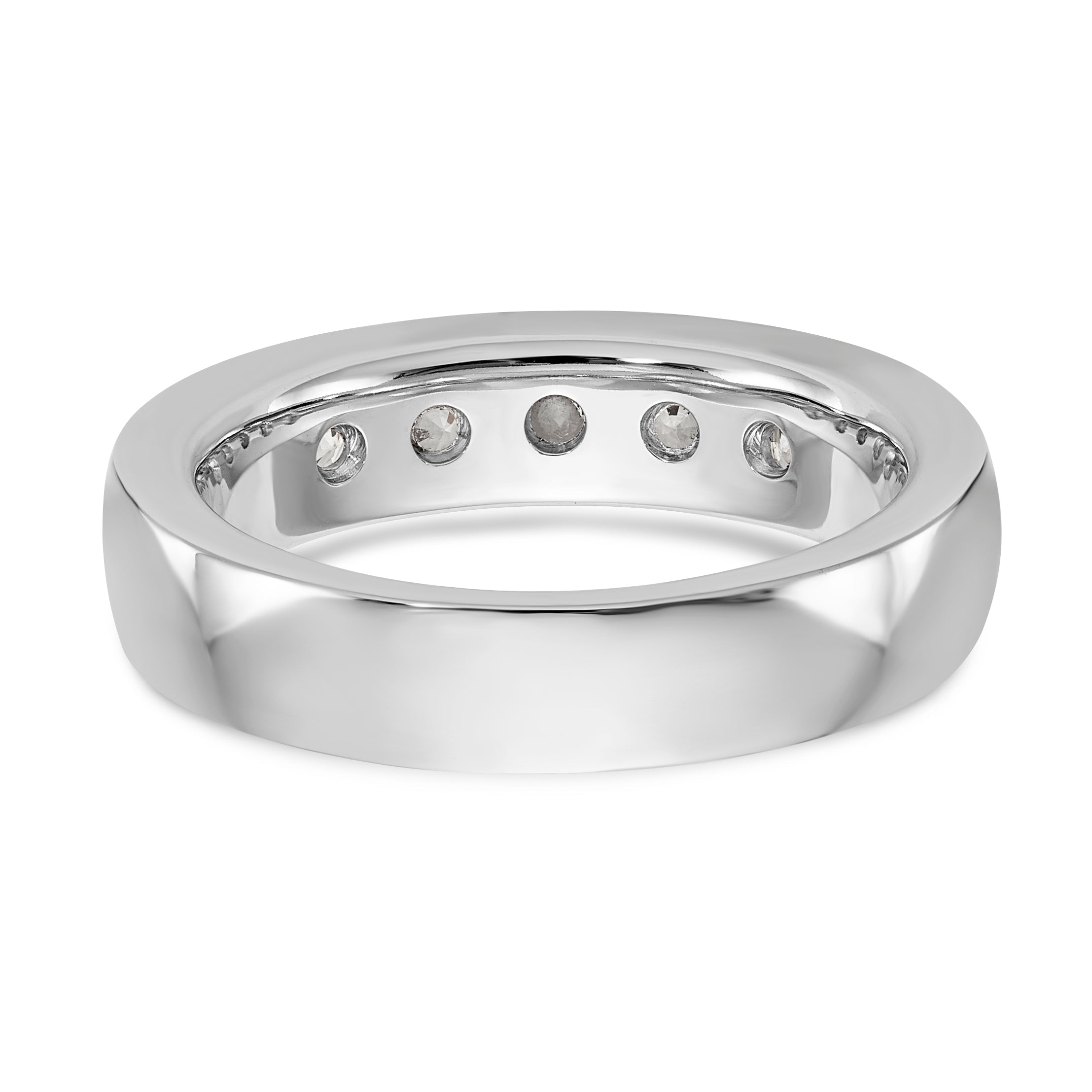 14K White Gold 5 Stone Diamond Channel Band