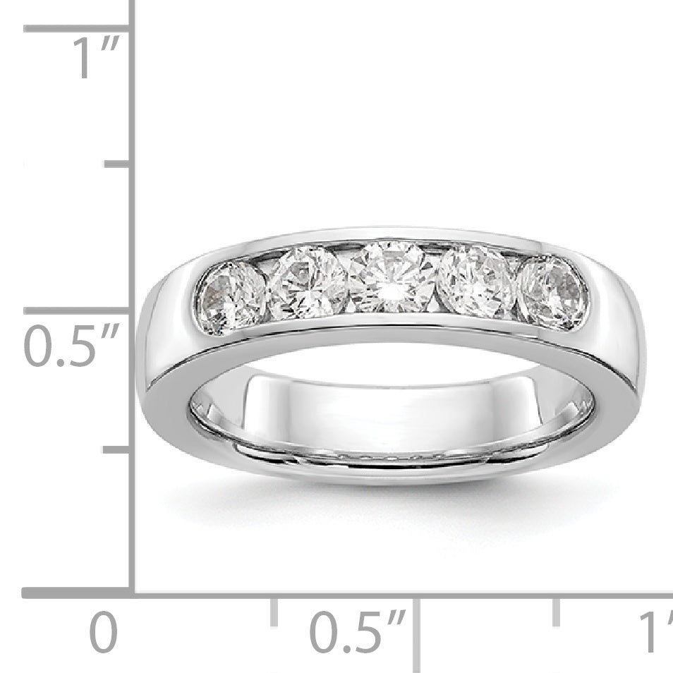 14K White Gold 5 Stone Diamond Channel Band