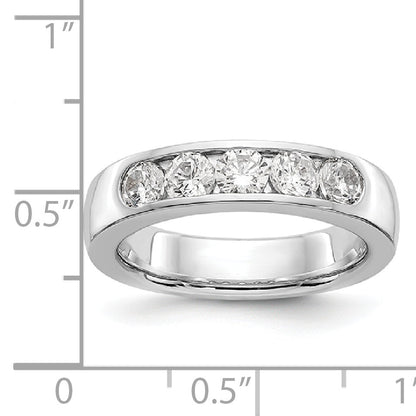 14K White Gold 5 Stone Diamond Channel Band