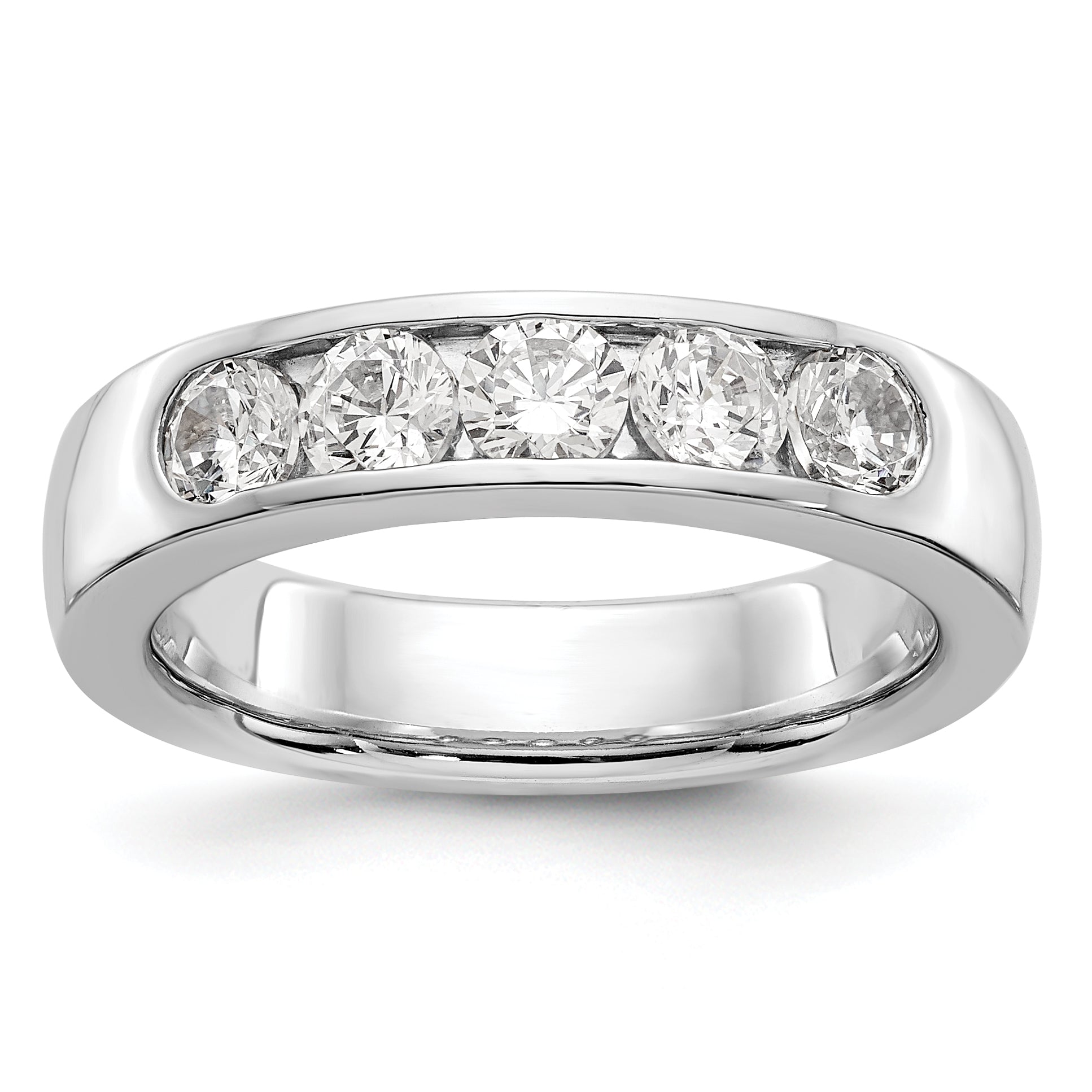 14K White Gold 5 Stone Diamond Channel Band