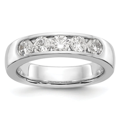 14K White Gold 5 Stone Diamond Channel Band