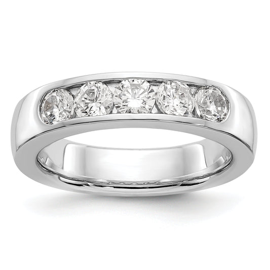 14K White Gold 5 Stone Diamond Channel Band
