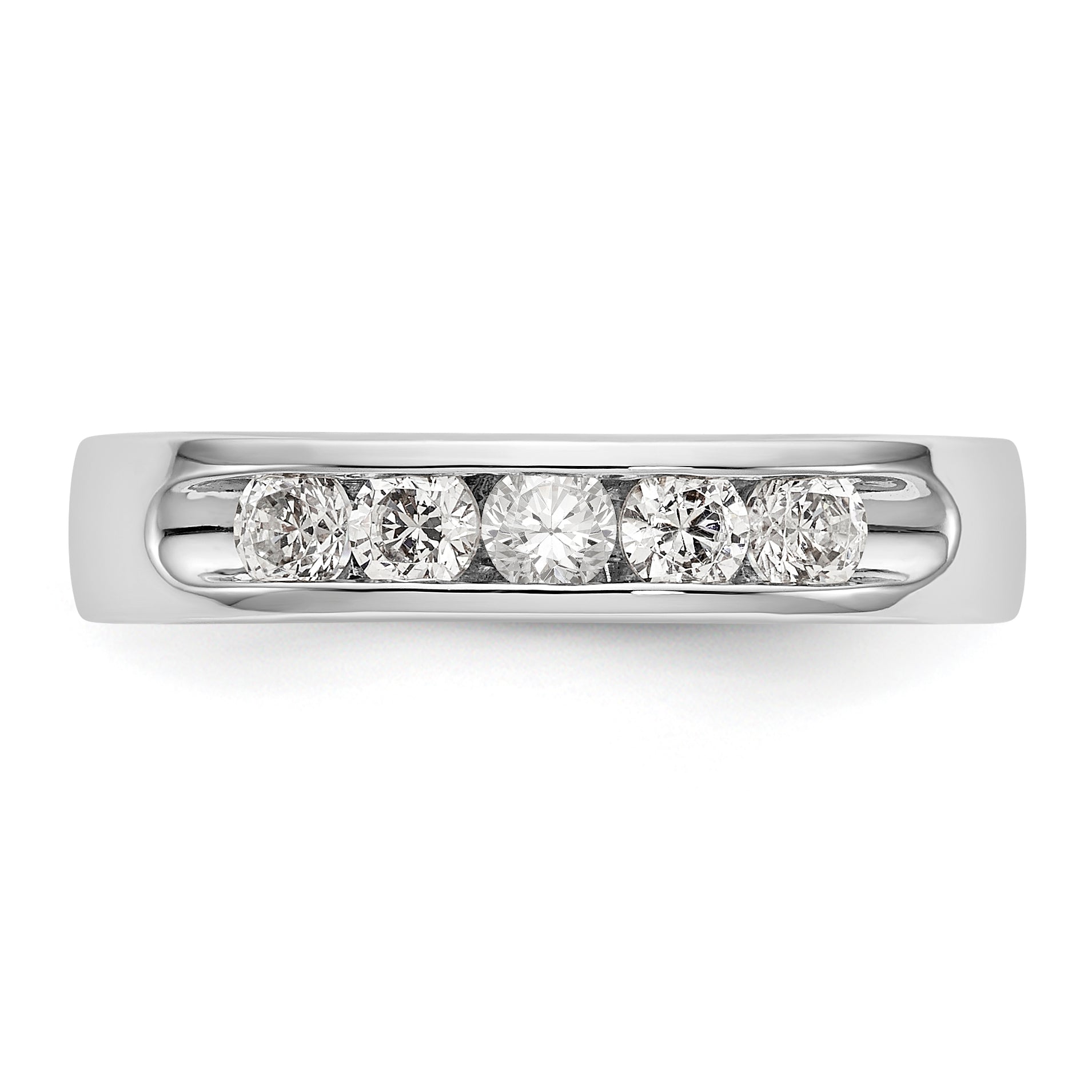 14K White Gold 5 Stone Diamond Channel Band