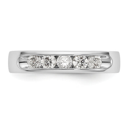14K White Gold 5 Stone Diamond Channel Band